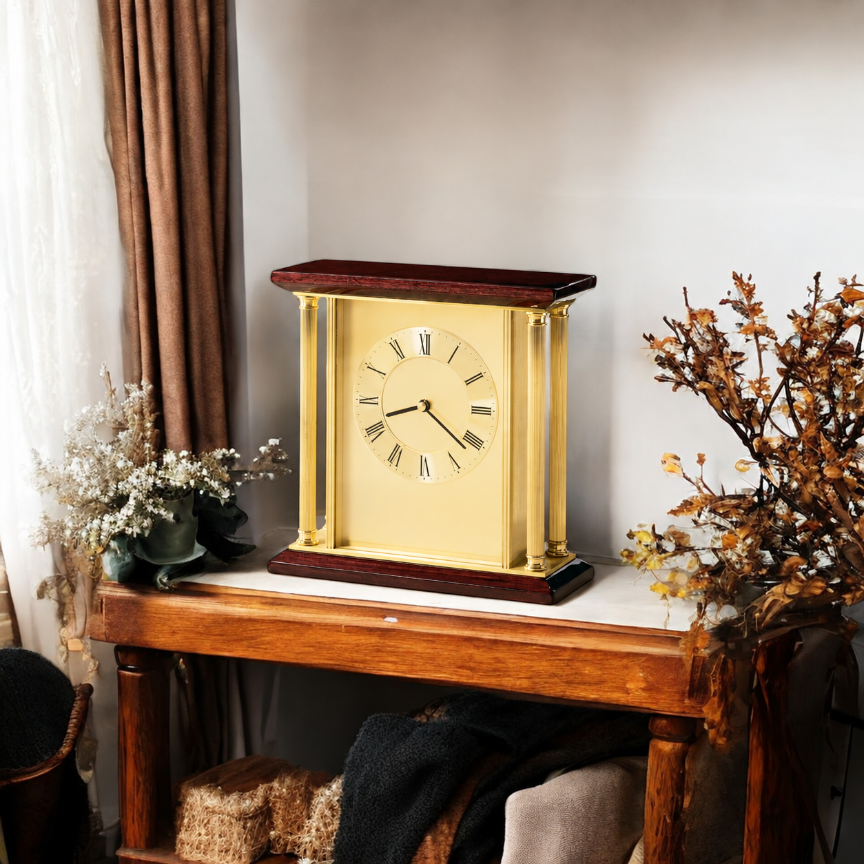 Gold-Tone Metal Table Clock — view 4