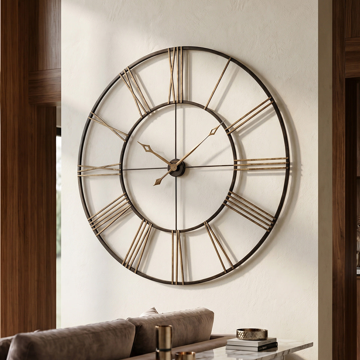 Aged Iron Open-Frame Wall Clock — view 1